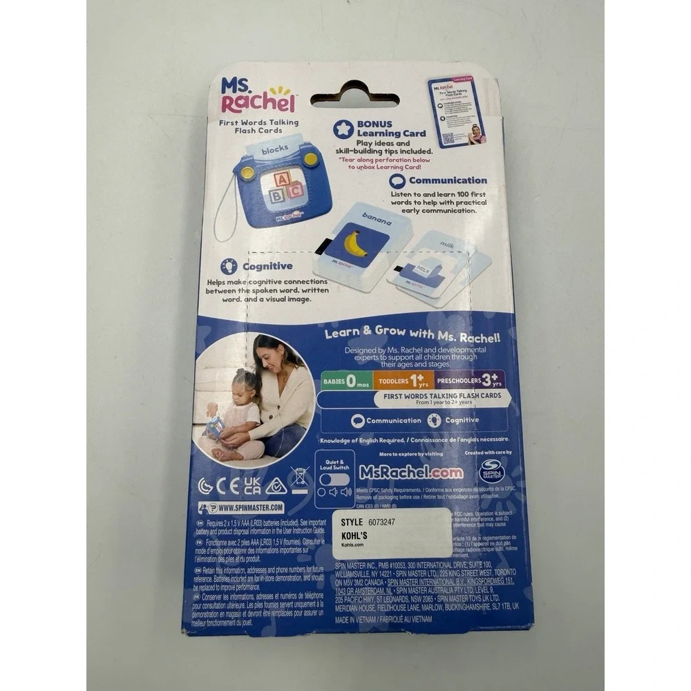 Ms. Rachel First Words Talking Flash Cards Learning Toy New Tested Working Voice